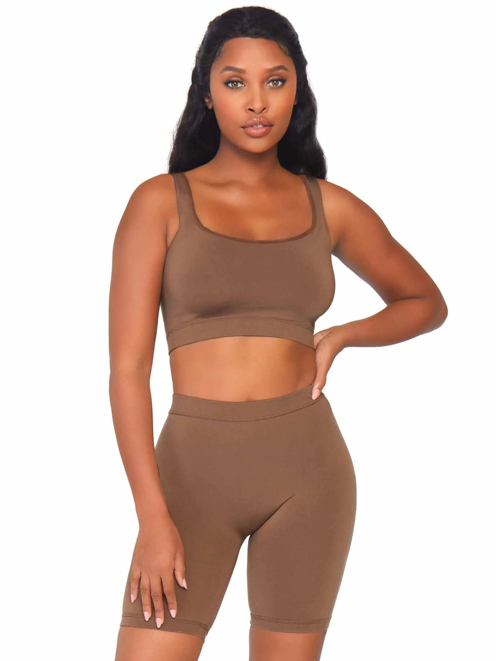 leg Avenue - Naked Base Bike Short Set - TAN